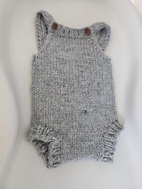 Blueberry Hill Baby Sweater Romper with Button Straps